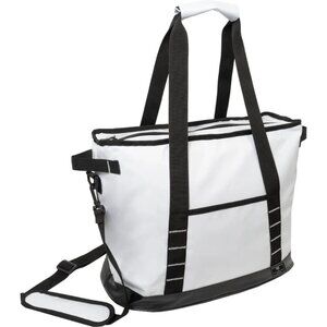 Jack Abrahams 18" Briskline Shiny Tarpaulin Insulated 24-Can Cooler Tote White
